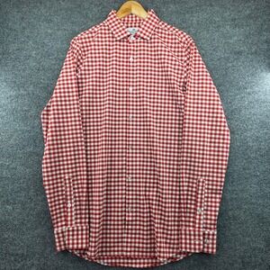 Mizzen+Main Mens Large Tall Trim Fit Red Gingham Performance Dress Shirt